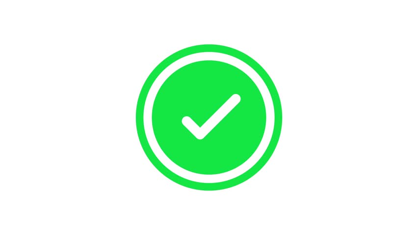Check mark animation on white background – verification, success, complete icon