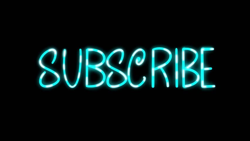 Glowing ‘Subscribe’ animation in a vibrant neon style with dynamic color-changing effect. Rendered on a black background, perfect for intros and visual titles.