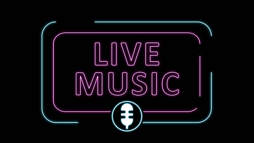 live  music with neon style and square animation on black background