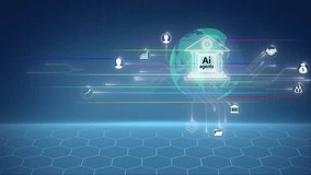 Artificial Intelligence Digital BANK Circuit with data transfer Communication Interface Animation, Futuristic AI Technology Concept 4K Motion Graphic for Modern Machine Learning, Data Processing. - Powered by Shutterstock - Get 15% off with code: PIKWIZARD15