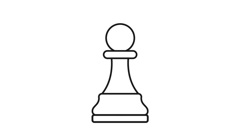 Looped animation of a chess pawn moving in minimalist outline icon style. 4k seamless footage showing strategy symbol, board game motion, and clean thinking visual for logic and competition themes