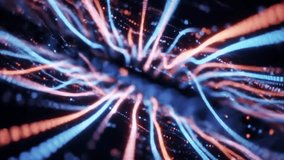 3D animation featuring vibrant neon light trails and glowing particles flowing dynamically across a dark background. This abstract digital scene illustrates concepts like data transfer, fiber optics,  - Powered by Shutterstock - Get 15% off with code: PIKWIZARD15