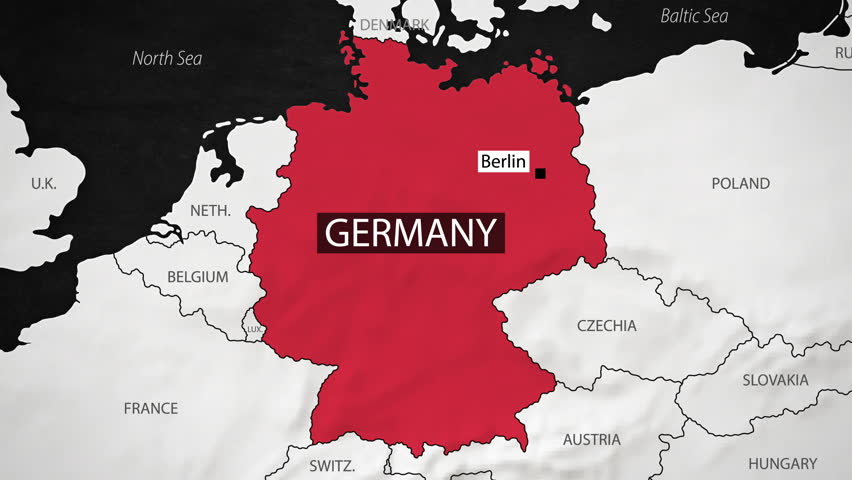 Germany Map - Fast Zooming from World Map. Animated Motion Graphics Shape Map of the Germany. 4K Resolution Stock Video for News, Vlogs etc.
