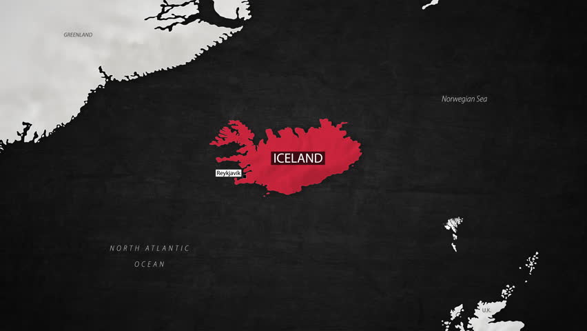 Iceland Map - Fast Zooming from World Map. Animated Motion Graphics Shape Map of the Iceland. 4K Resolution Stock Video for News, Vlogs etc.