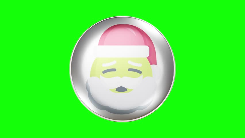 ill santa Emoji icon. Looping animate on green background. Footage. Circle 