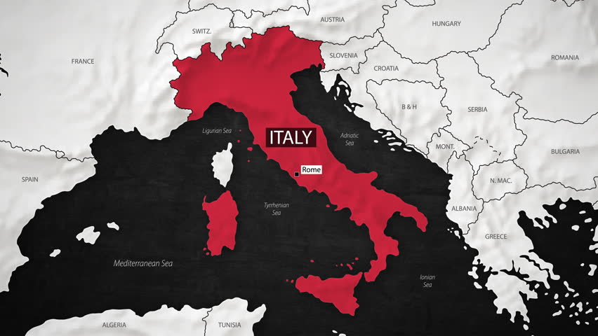 Italy Map - Fast Zooming from World Map. Animated Motion Graphics Shape Map of the Italy. 4K Resolution Stock Video for News, Vlogs etc.