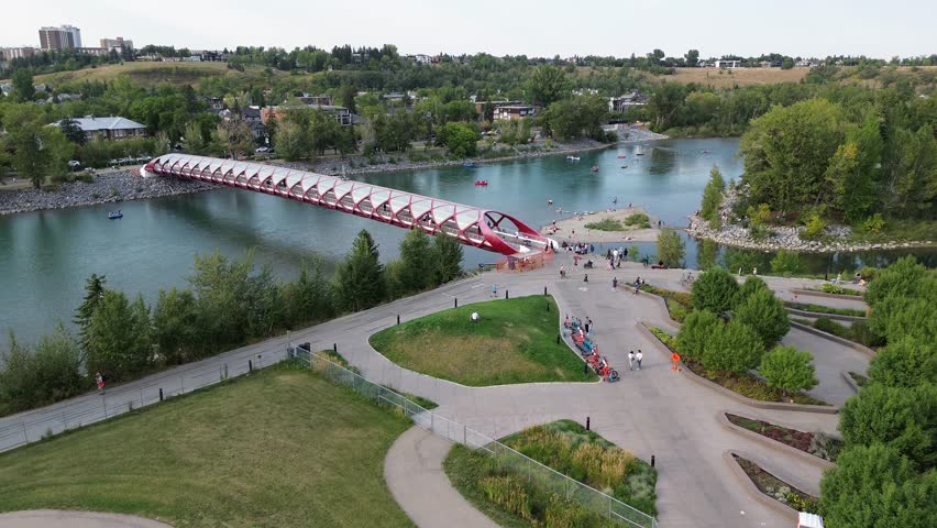 Peace Bridge and Bow River - Calgary, Alberta, Canada