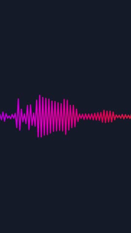 Animation of sound wave on dark background. Audio waveform. Vertical footage