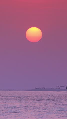 View at sunset on maldivian sea. Travel destination. Vertical footage