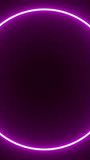 Abstract looped animation of round neon glowing frame on purple background. Vertical footage - Powered by Shutterstock - Get 15% off with code: PIKWIZARD15