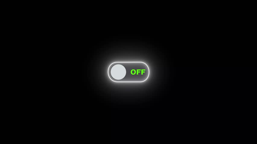 Switch on and switch off button. Power digital button. Turning on-off animation. power off  on button animation 4K video on the black background.