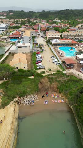 Aerial footage of Canal D' Amour Sideri Corfu Greece