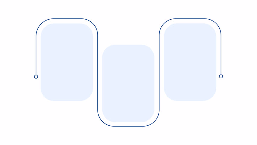 Business workflow blue rectangle infographic 3 steps template animation. Sequence options HD video. Animated blank diagram visualization. Process layout empty design element. Motion graphics