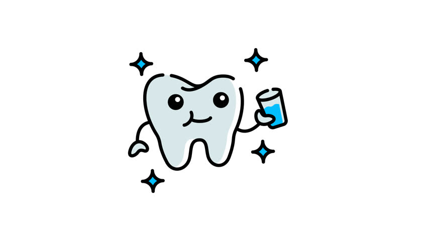 Tooth drinking water microstock asset suitable for dental hygiene articles, oral care promotions, water bottle labels, and health and wellness designs.