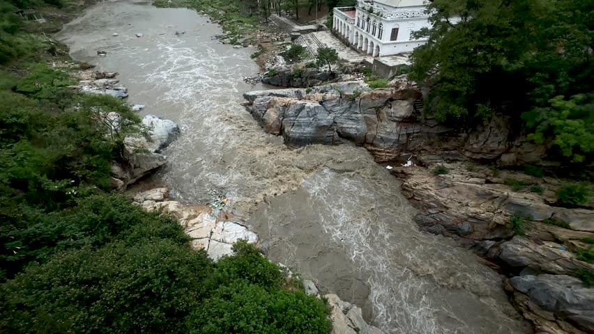 Due to the monsoon, Bagmati river flow has increased in Kathmandu, Nepal
