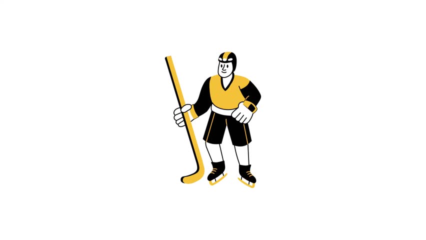 A doodle style animated illustration showing hockey player 
