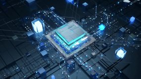 Artificial intelligence creates digital cities, chips fall and emit energy, futuristic network innovation automation and autonomous brain, neural network, computer machine digital brain big data, 3d. - Powered by Shutterstock - Get 15% off with code: PIKWIZARD15