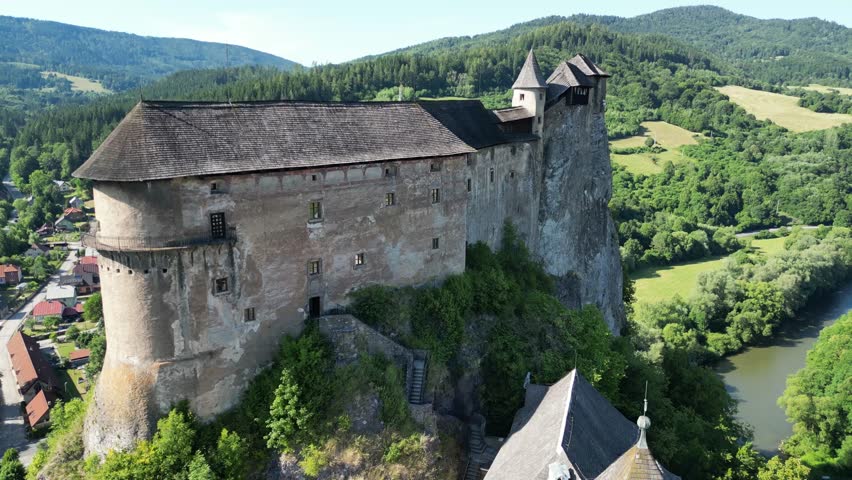 Beautiful Orawski castle Oravský hrad aerie medieval fortress during a beautiful summer day