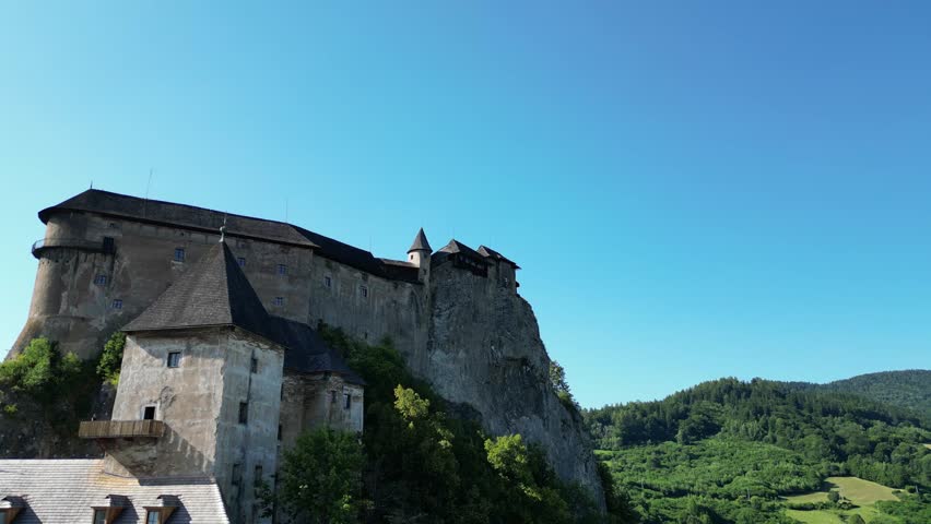 Orawski castle Oravský hrad aerie medieval fortress during a beautiful summer day aerial