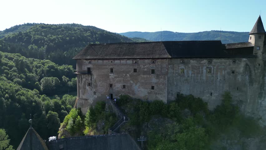 Beautiful Orawski castle Oravský hrad aerie medieval fortress during a beautiful summer day