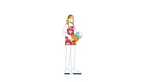 Blonde woman in floral dress putting money into wallet 2D character animation. Cash handling. Caucasian female shopper saving finance animated person cartoon 4K video isolated on white transparent - Powered by Shutterstock - Get 15% off with code: PIKWIZARD15