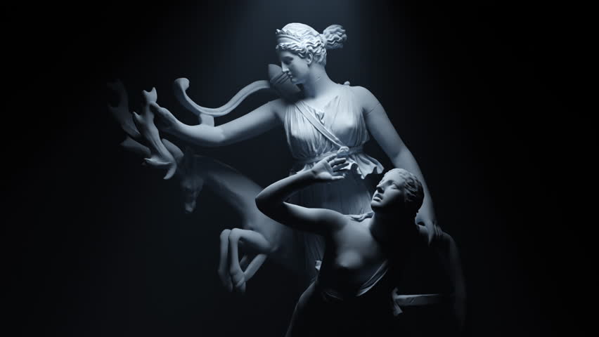 Artemis and Iphigenia Sculpture | Statue - 4K Animation