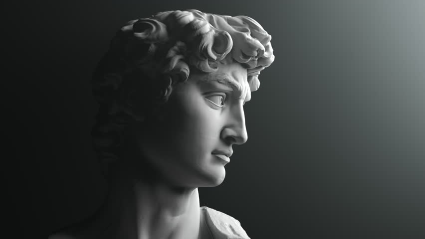 DAVID by Michelangelo Bust  -  Statue | Sculpture - 4K Footage