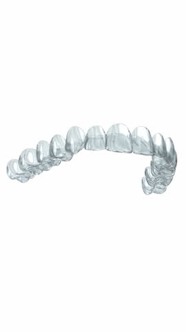 Invisalign braces or invisible retainer on white. Dental 3D animation