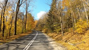 car driving on autumn road in countryside in sunny weather, slow motion - Powered by Shutterstock - Get 15% off with code: PIKWIZARD15