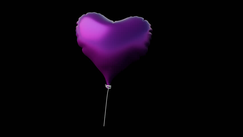 3D animation Purple heart-shaped foil balloons are perfect for celebrating love, Valentine's Day, parties, weddings, birthdays, romantic occasions, and Purple Heart Day. 3D rendering