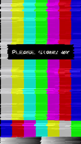 animation Retro TV Test Pattern Color Bars And Warning with Please Stand By text.4k vertical video	