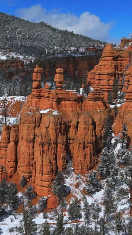 Hoodoos Rock Formation At Bryce Canyon National Park In Utah, USA. - aerial shot