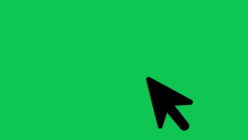4k mouse cursor click icon animation. Single and double click arrow on green screen