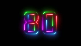Neon countdown timer number 80 animation. Glowing neon 80 numbers. - Powered by Shutterstock - Get 15% off with code: PIKWIZARD15