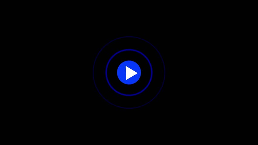 Neon play button animation, glowing  UI  element 4k videos.