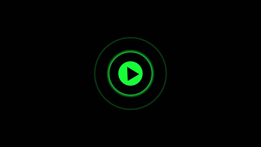 Neon play button animation, glowing  UI  element 4k videos.