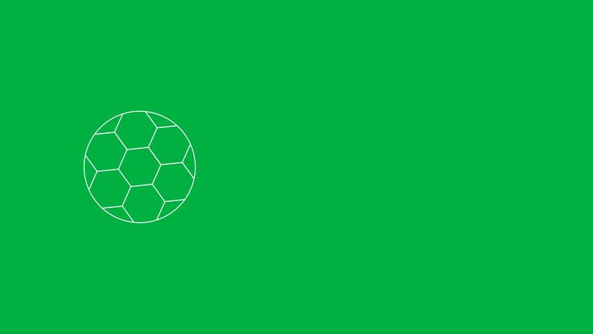 White outline football icon animation moving in and out randomly then spinning in the center and moving out again on green screen. 4K animated for motion graphics, sports intro, template, and editing.