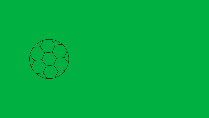Black outline football icon animation moving in and out randomly then spinning in the center and moving out again on green screen. 4K animated for motion graphics, sports intro, template, and editing.