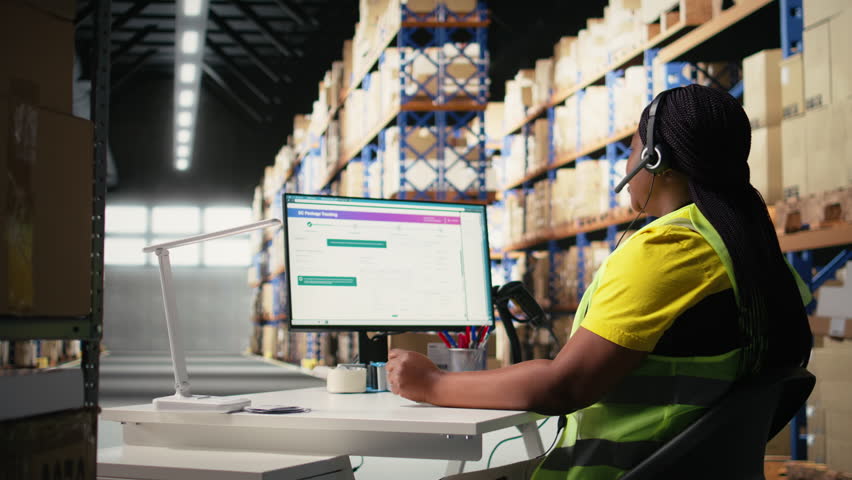 Customer support employee handles e-commerce order issues on a call, responding to clients and helping with information about shipment delays or wrong delivery addresses. Camera A.