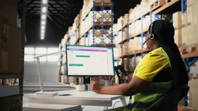 Customer support employee handles e-commerce order issues on a call, responding to clients and helping with information about shipment delays or wrong delivery addresses. Camera A. - Powered by Shutterstock - Get 15% off with code: PIKWIZARD15