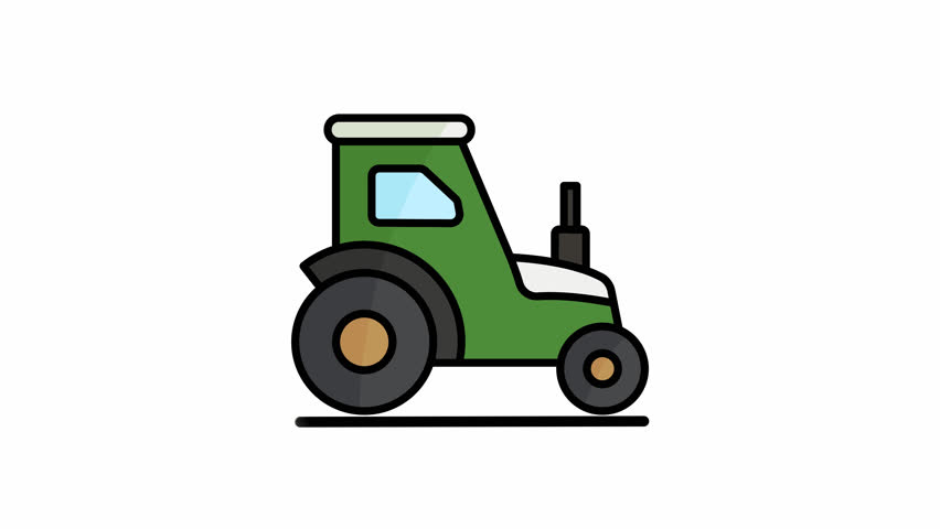 Farm icon collection animated. contains tractor animation, tree, shovel, farm. animated icon related to agriculture. alpha channel, transparent background
