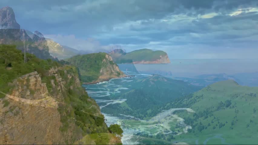 Aerial view of rugged coastal cliffs with ocean waves crashing against the rocks under cloudy sky. Scenic seascape featuring dramatic coastline and untouched natural beauty. - Powered by Shutterstock - Get 15% off with code: PIKWIZARD15