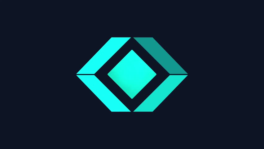 Futuristic diamond-shaped pulse animation in neon cyan for sci-fi intros or HUD-style interfaces in high-tech digital environments