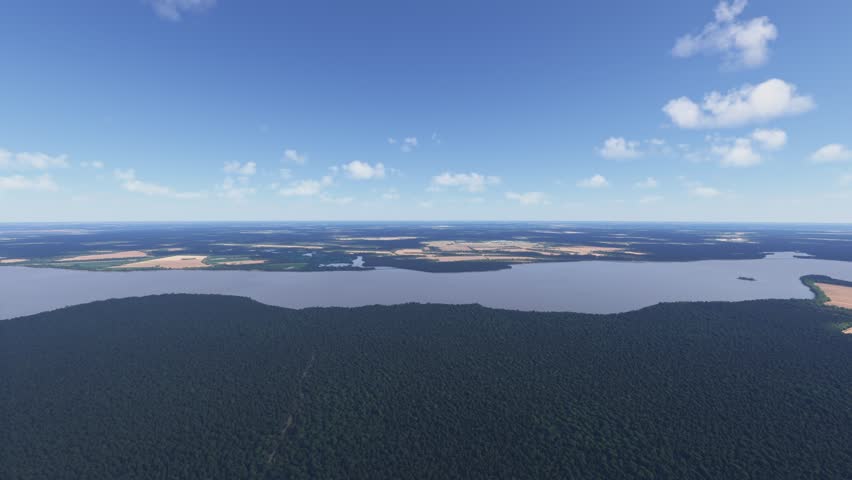3D - Side aerial drone shot of James River National Wildlife Refuge in Hopewell. Virginia. United States