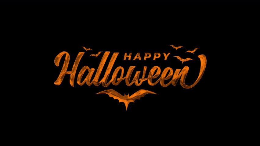 Happy Halloween Text Animation. lettering animated text in orange color on transparent background, for banner, social media feed wallpaper stories.