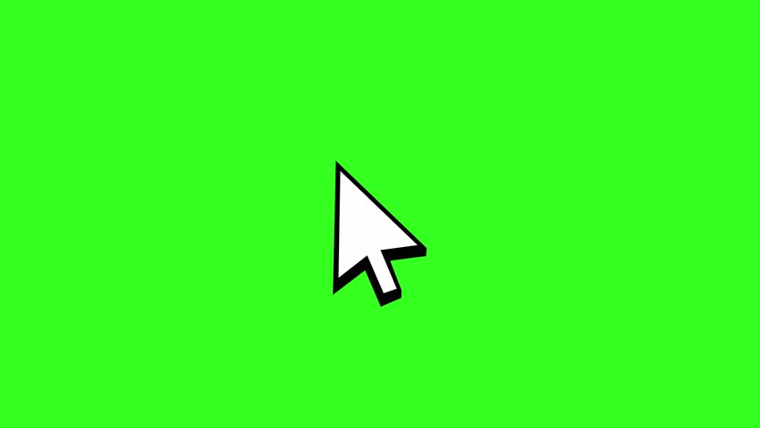 4k mouse cursor click icon animation. Single and double click arrow on green screen