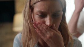 Family argument breakup sad Caucasian couple quarrel conflict in bedroom crying woman upset wife close up marriage divorce mad furious man screaming husband arguing yell relationship morning trouble - Powered by Shutterstock - Get 15% off with code: PIKWIZARD15