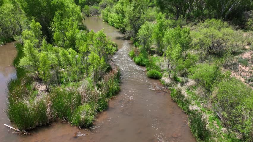 Aerial view of Verde River, Arizona, United States.