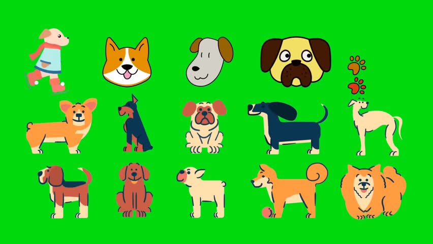 Dog eye animation with the green screen background 