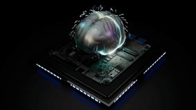 A conceptual visualization of artificial intelligence, featuring a glowing brain-like structure integrated with a detailed computer motherboard, symbolizing advanced machine learning, data processing, - Powered by Shutterstock - Get 15% off with code: PIKWIZARD15